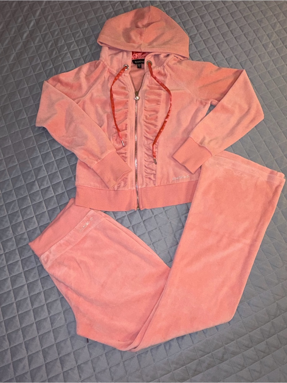 BEBE Flamingo Pink Velour Set